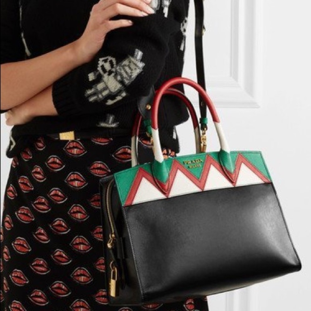 New PRADA ZIGZAG Top Handle Saffiano Leather Purse - Picture 8 of 8